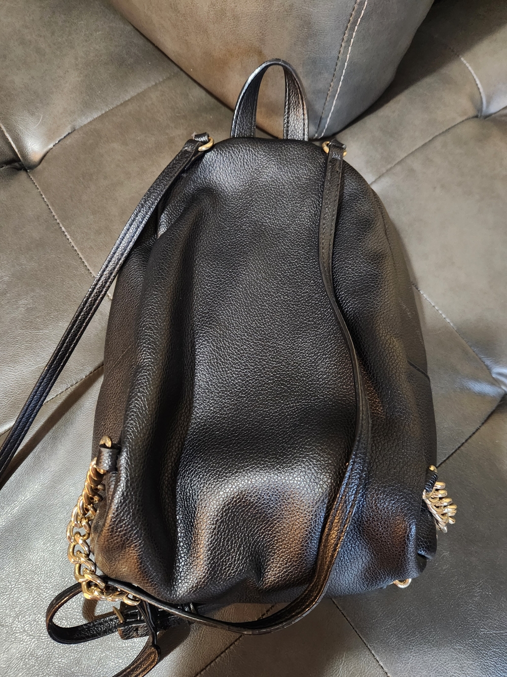 Victoria's Secret Black Mini Backpack with Gold Studs & Chain - Picture 7 of 13